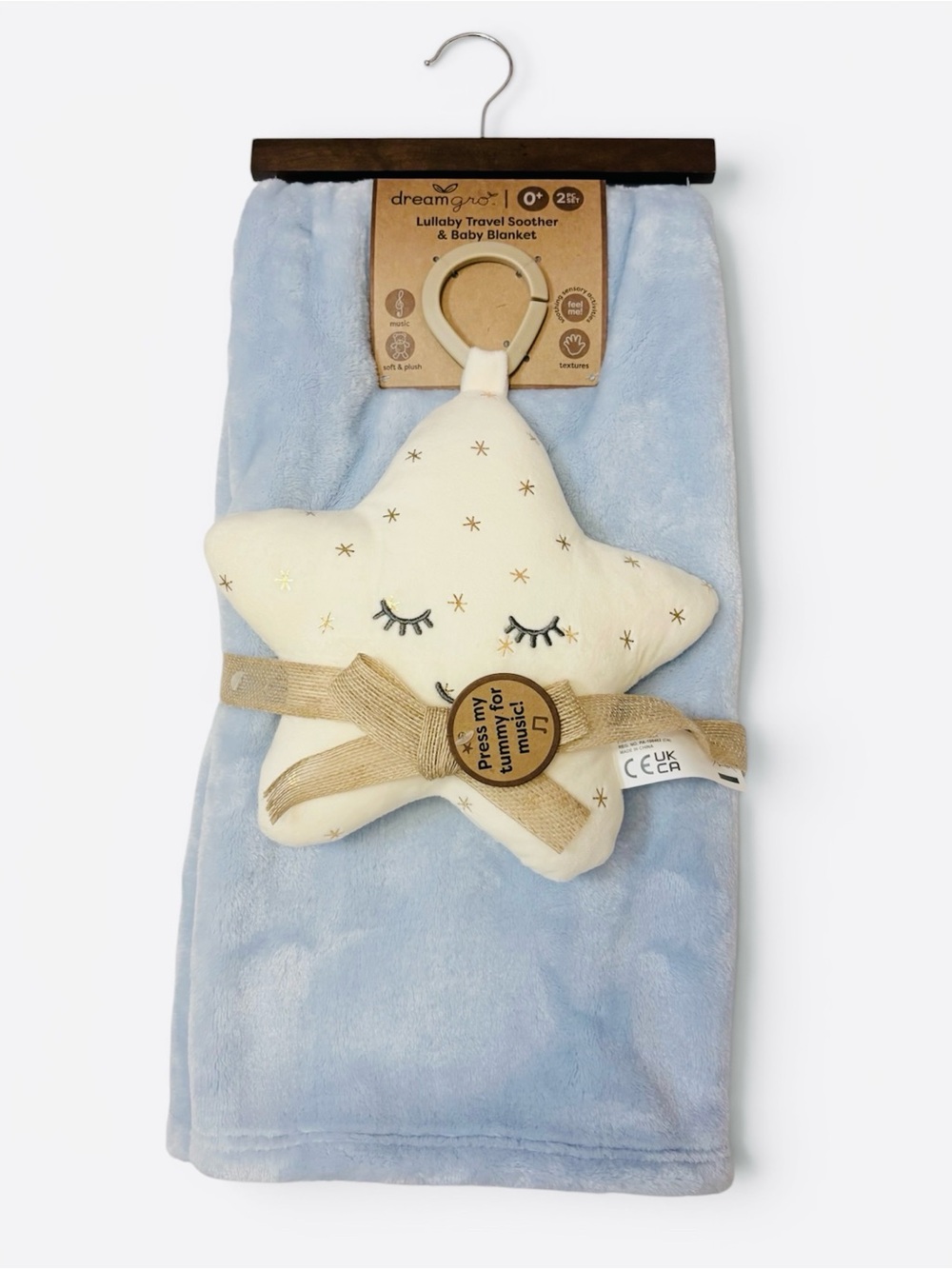 DreamGro 2pc Set Lullaby Travel Soother & Baby Blanket & Soft And Plush